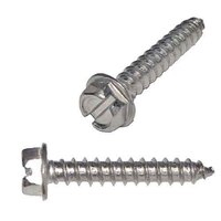 #12 X 1-1/2" Hex Washer Head, Slotted, Tapping Screw, Type A, 18-8 Stainless